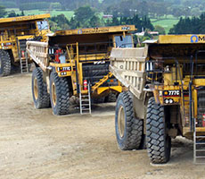Dump Truck Lineup, Waihi Goldmine